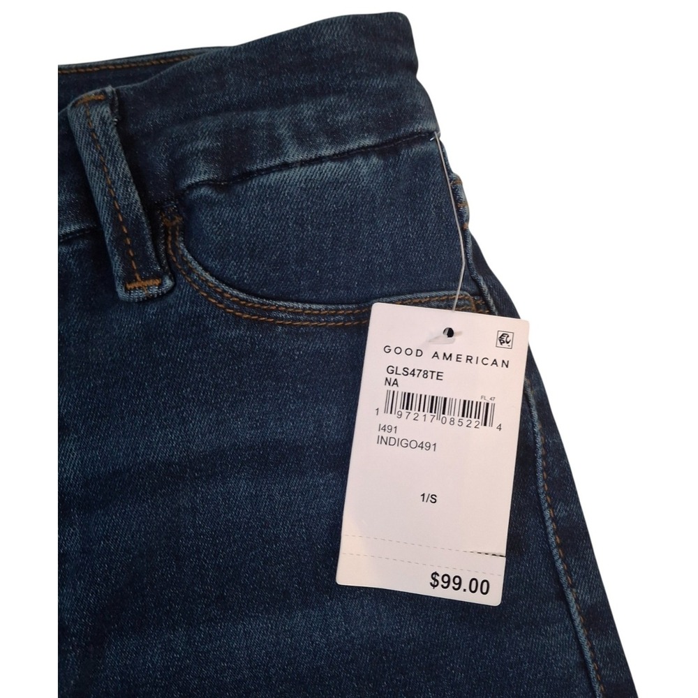 NWT Good American Pull On Jeans Women's Small Blue Stretch Good Legs Straight - Picture 4 of 12